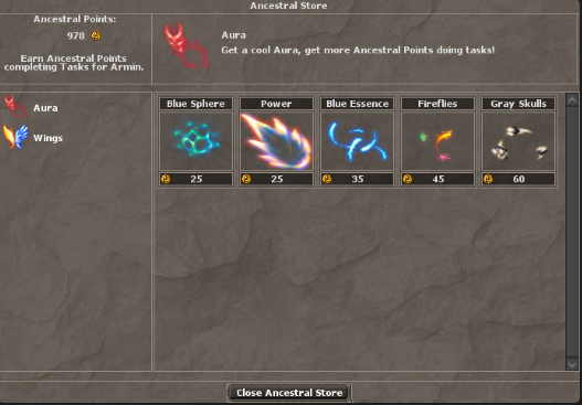 Ancestral Store Items
