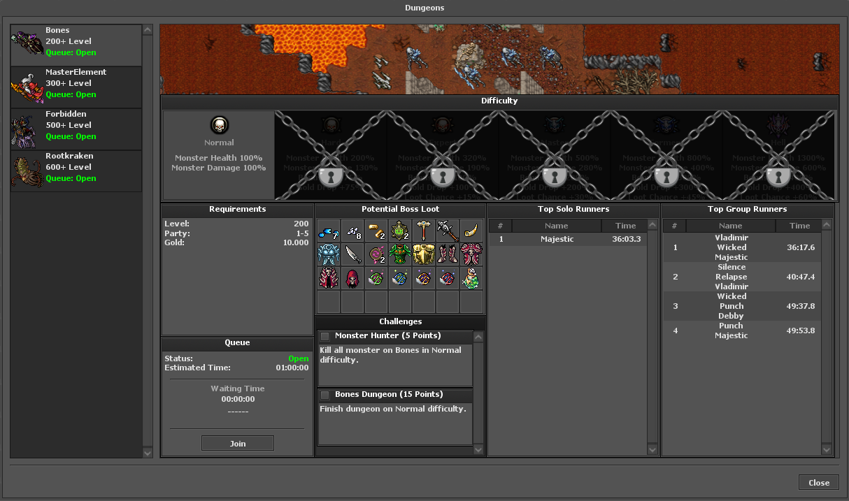 Dungeons Interface